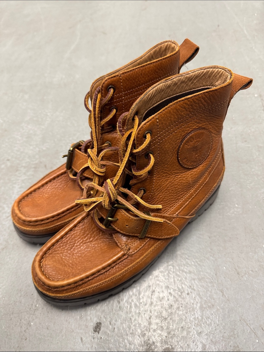 Polo by Ralph Lauren Brown Leather Ranger Tumbled Boots Size 7.5